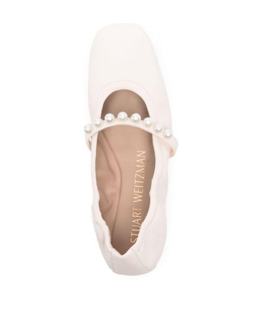 Stuart Weitzman White Goldie Leather Ballerina Shoes