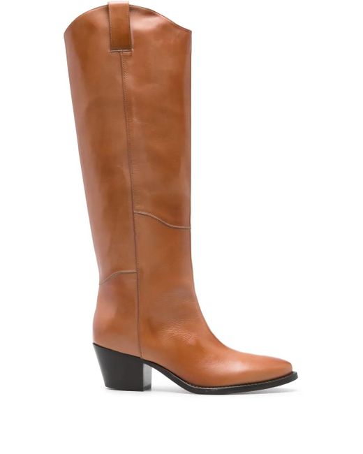 P.A.R.O.S.H. Brown Knee-High Leather Boots