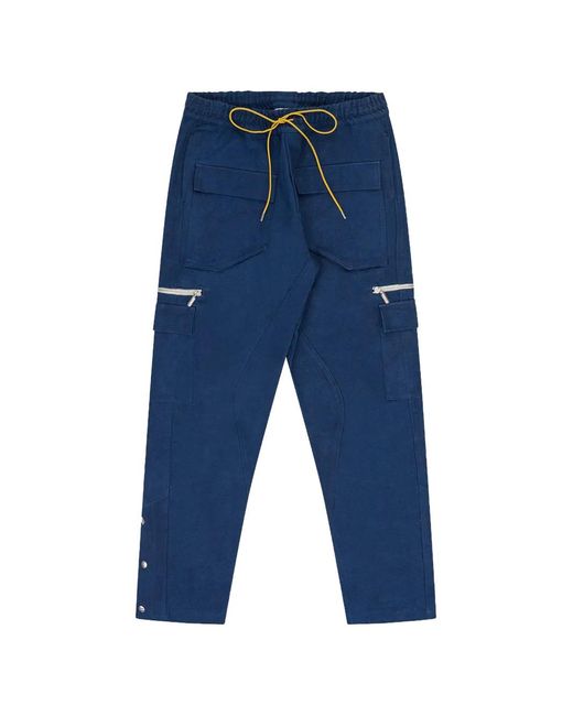 Rhude Blue Cargo-Pockets Straight-Leg Trousers for men