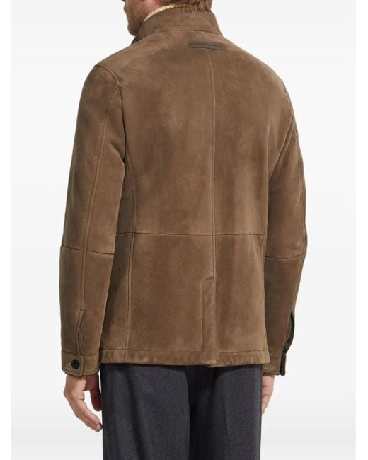 Zegna Brown Shearling Il Conte Jacket for men
