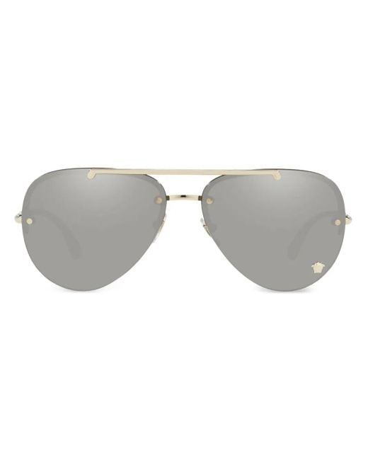 Versace Gray Pilot-Frame Sunglasses