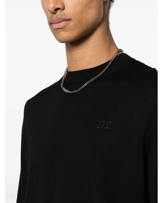 DSquared² Black D2 Virgin Wool Jumper for men