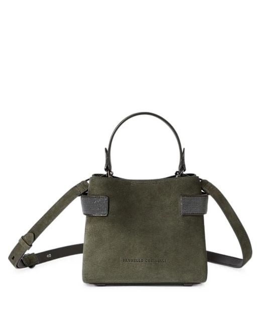 Brunello Cucinelli Black Essence Small Top-Handle Bag