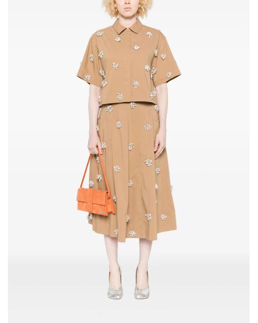 Jonathan Simkhai Natural Embellished Short-Sleeve Shirt