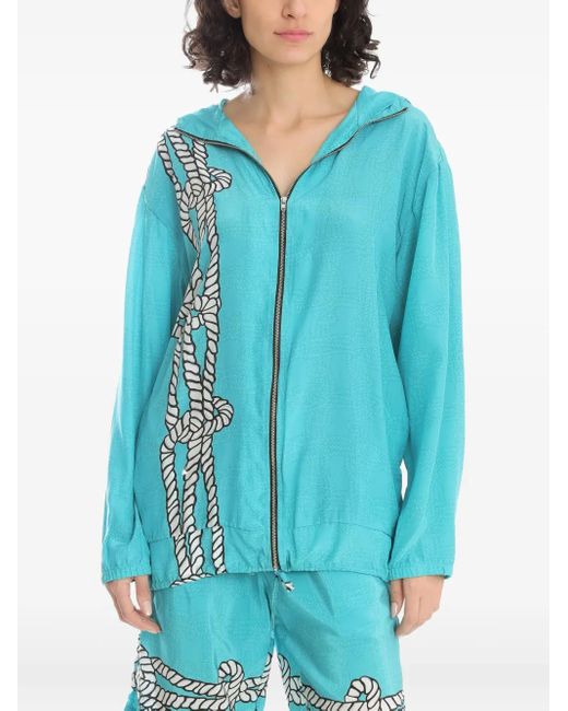 Amir Slama Blue Graphic-Print Jacket