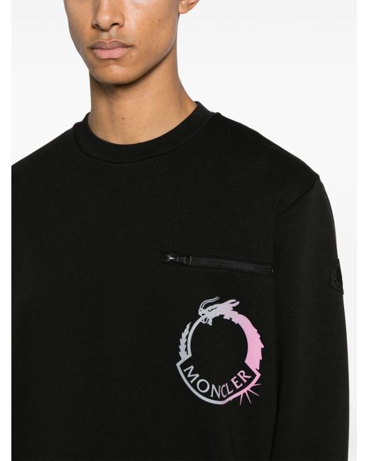 Moncler Black Logo-print Sweatshirt for men