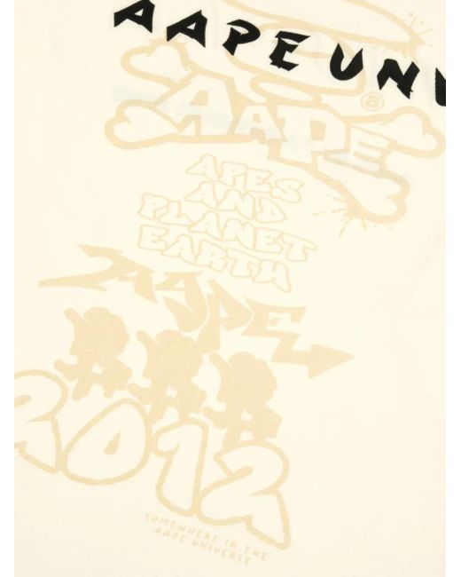Aape By A Bathing Ape Natural Graphic-Print Long-Sleeve T-Shirt for men
