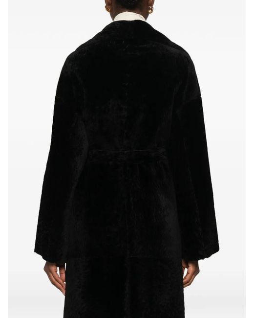 Arma Black Belted Shearling Coat