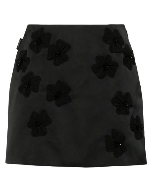 Moncler フローラル Aラインミニスカート Black