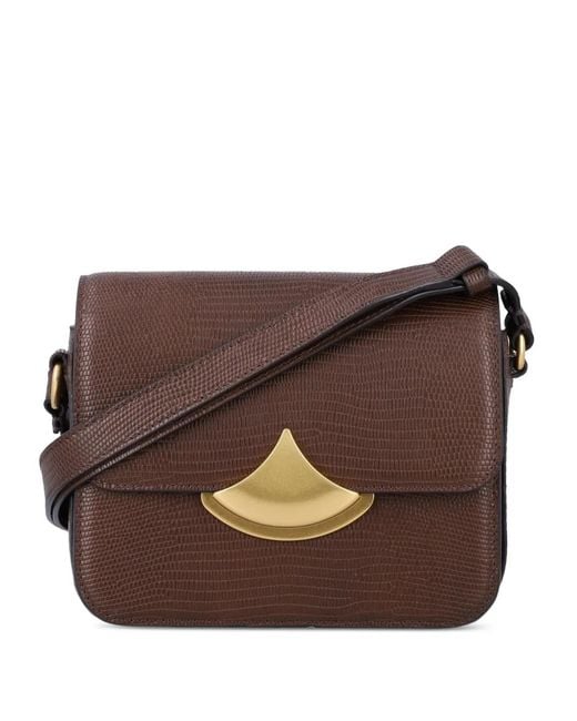 Sessun Brown Lizard-Effect Leather Small Shoulder Bag