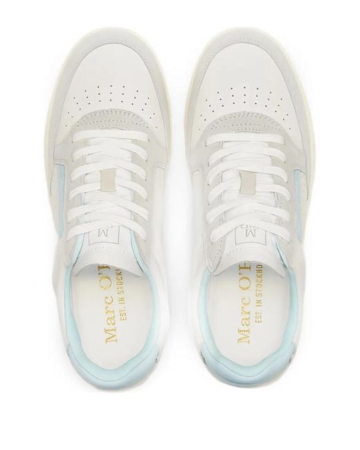 Marc O' Polo White Violeta Perforated Leather Low-Top Sneakers