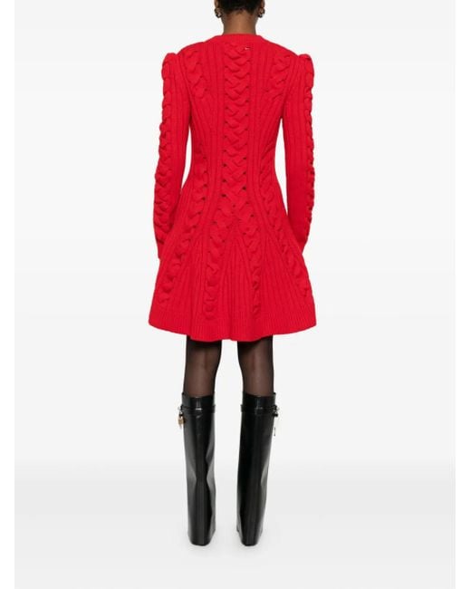 Alexander McQueen ケーブルニット ミニドレス Red