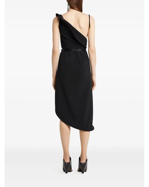 Courreges Black Asymmetrisches Kreppkleid