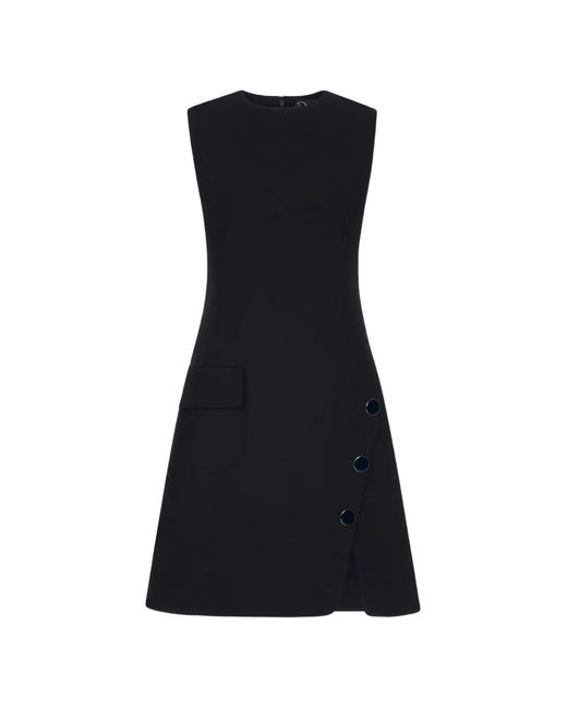 Oscar de la Renta Black Button-Detailed Sleeveless Dress