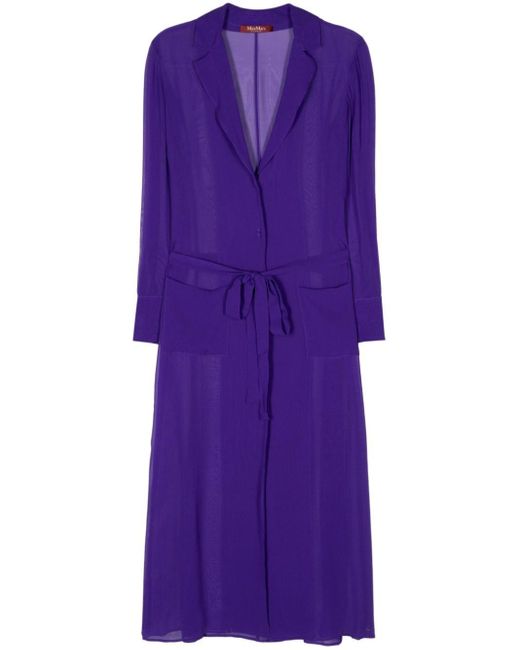 Max Mara Purple Fago Semi-sheer Silk Coat