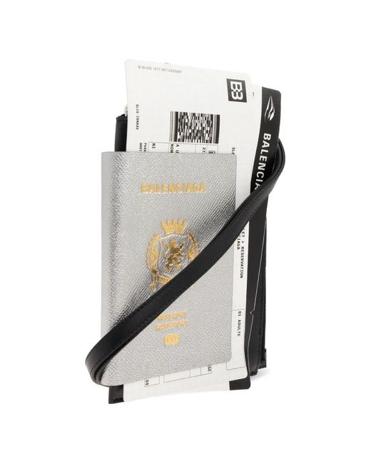 Balenciaga White Étui Pour Smartphone En Cuir À Motif Passeport for men