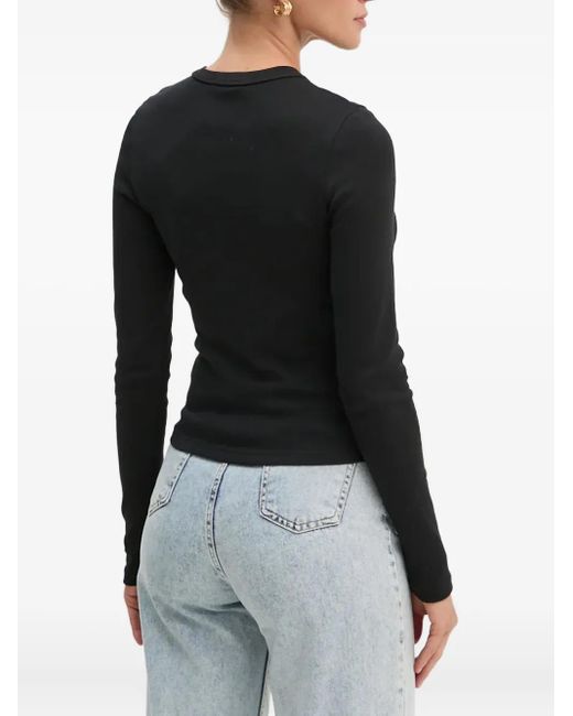 A.L.C. Black Ribbed Long-Sleeve T-Shirt