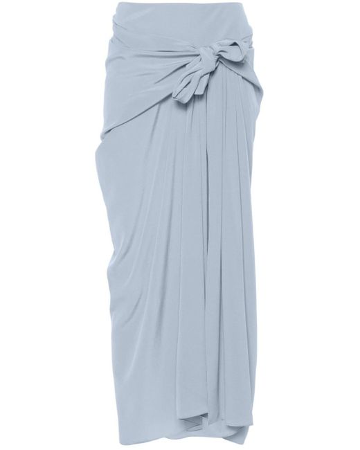 Ermanno Scervino Blue Pleat-detail Silk Skirt