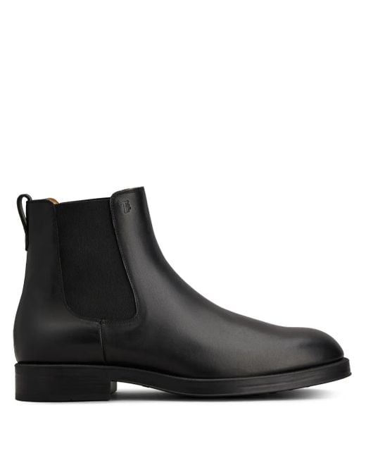 Tod's Black Leather Chelsea Boots for men