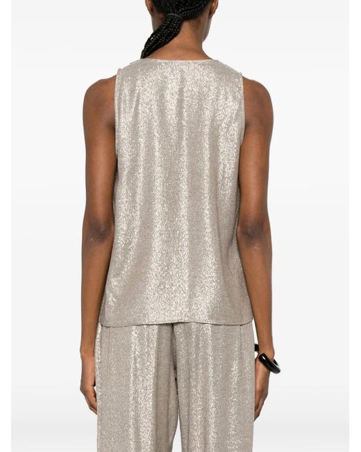 Diega White Taoda Herringbone-Pattern V-Neck Top