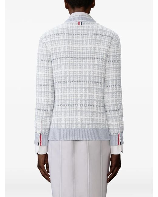 Thom Browne Gray Front-Pocket Checked Cardigan