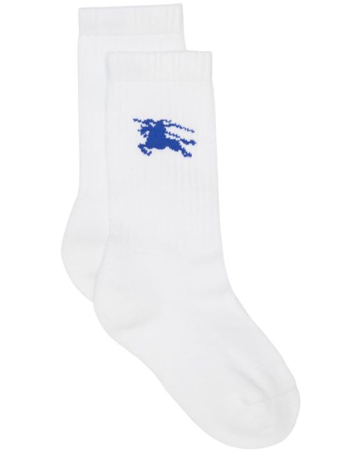 Burberry White Equestrian Knight Socken