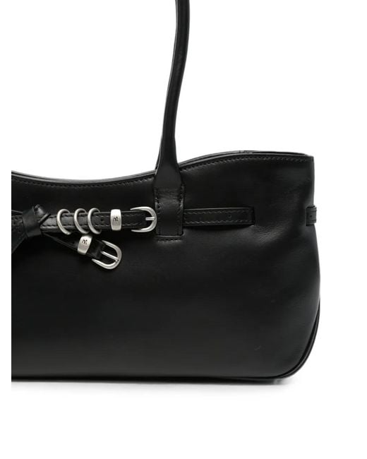 MARGE SHERWOOD Black Buckled Leather Shoulder Bag