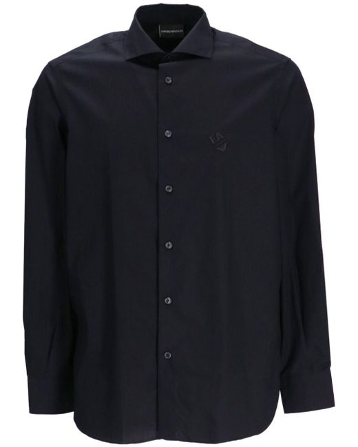 Emporio Armani Blue Cutaway-collar Button-up Shirt for men
