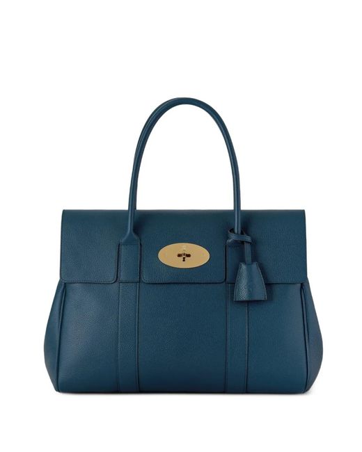 Mulberry Blue Bayswater Grained Leather Tote Bag