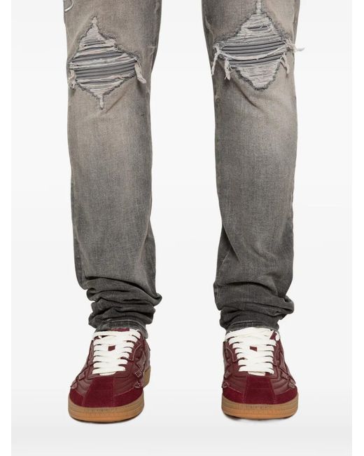 Amiri Gray Ripped Embroidery Jeans for men