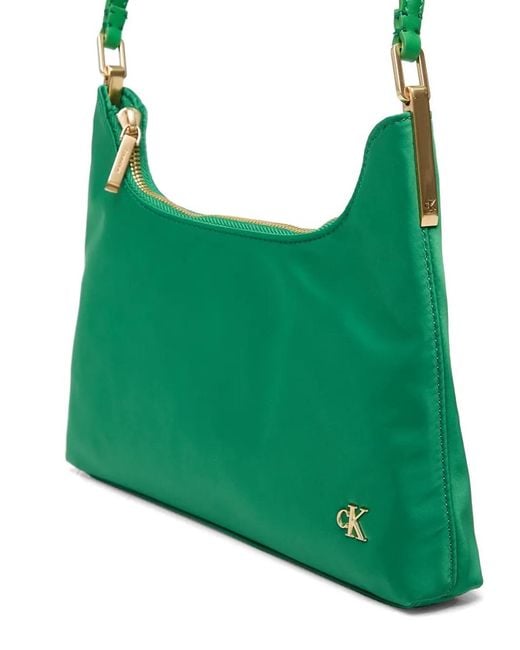 Calvin Klein Green Small Logo-Plaque Tote Bag