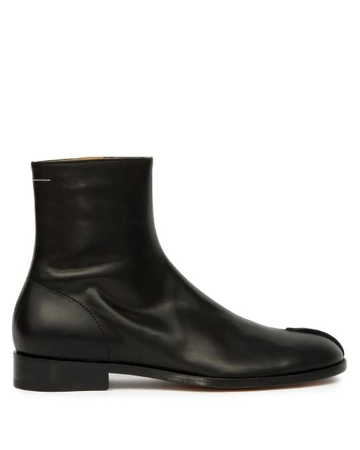 MM6 by Maison Margiela Leather Ankle Boots in Black | Lyst