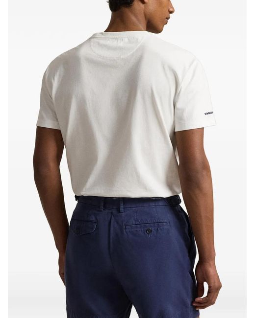 Polo Ralph Lauren White Embroidered Graphic T-Shirt for men