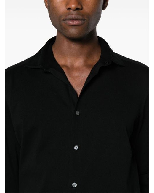 Chemise en coton à col italien Zegna pour homme en coloris Black