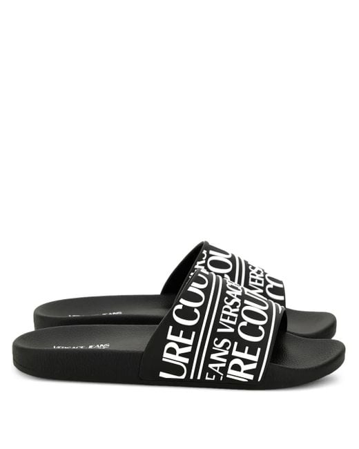 Versace Jeans Couture Black Logo-Band Slides for men