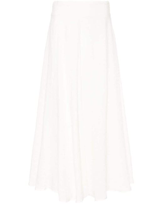 120% Lino White Flared Linen Maxi Skirt
