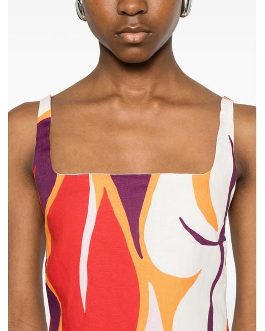 Cala De La Cruz Red Siela Floral-Print Mini Dress