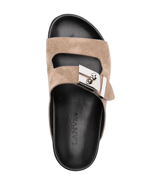 Lanvin Brown Side-Buckle Leather Sandals