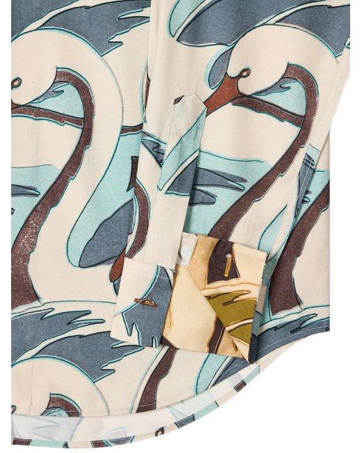 Paul Smith Blue Swan Patterned Shirt for men
