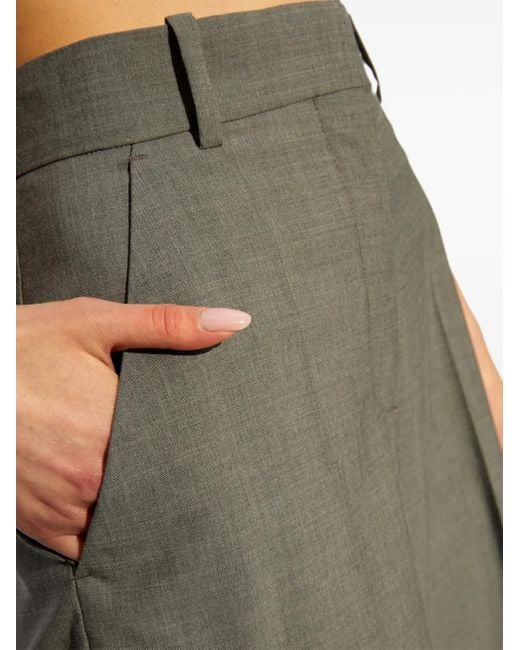 KENZO Gray Wide-Leg Wool Trousers