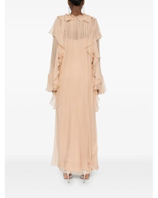 Alberta Ferretti ラッフル マキシドレス Natural