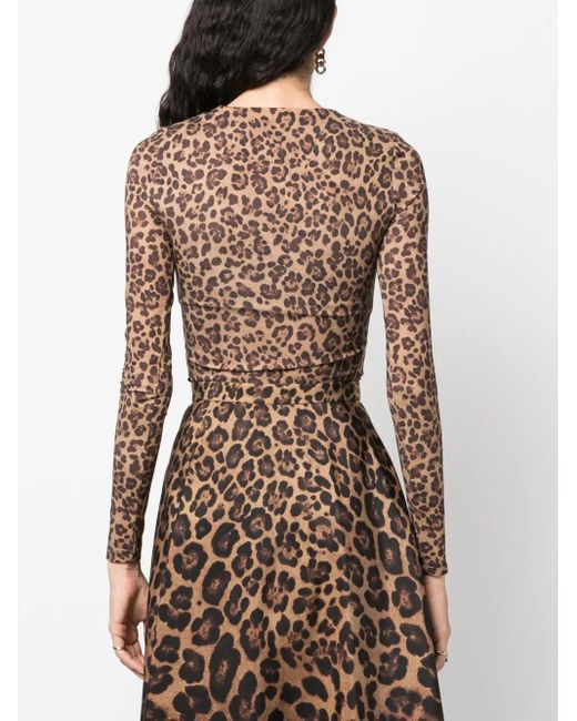 Valentino Garavani Brown Animalier-Print Jersey Bodysuit