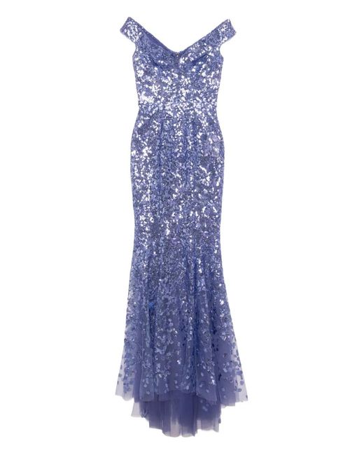 Saiid Kobeisy Purple Sleeveless Sequin Embellishment Dress
