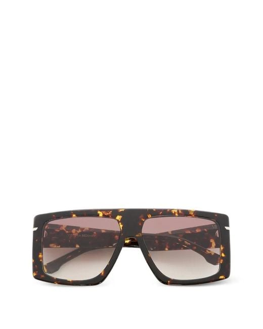 Victoria Beckham Gray Flat-Top Square-Frame Sunglasses