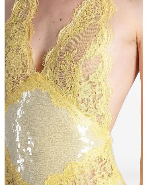 retroféte White Vicky Sequin-Embellished Lace-Trim Midi Dress