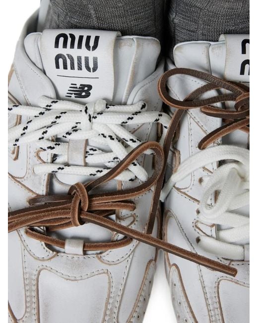 Miu Miu White X New Balance 530 Sl Distressed-Effect Mules