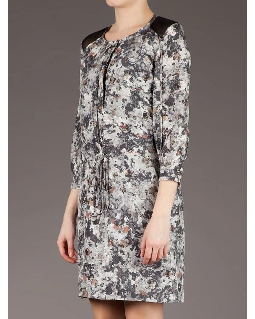 Edun Gray Blotchy Print Shift Dress