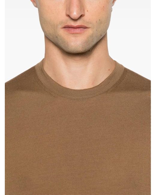 D4.0 Brown Fine-Knit Sweater for men