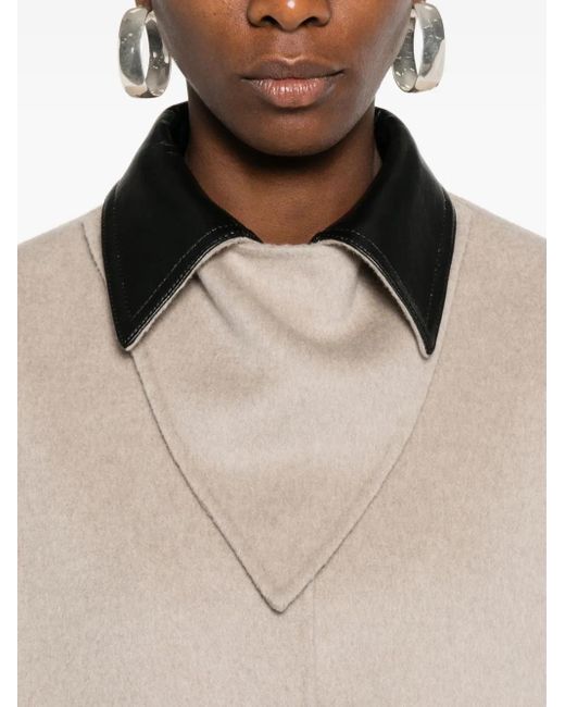 Nanushka Natural Leather-Collar Button-Front Jacket