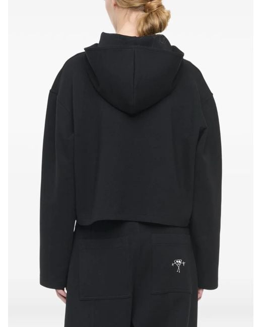 Plan C Black Scarf-Collar Cropped Hoodie